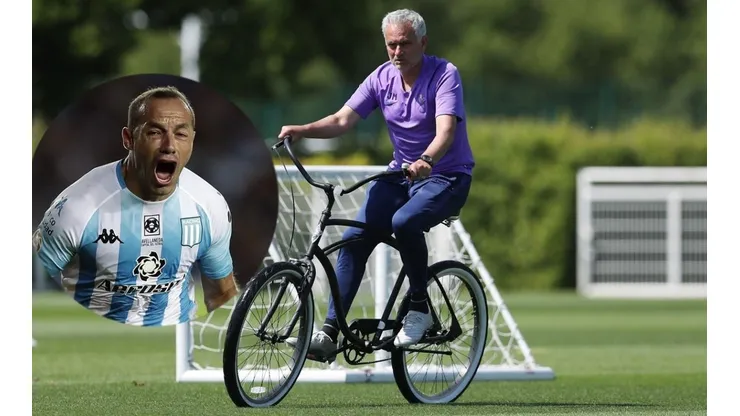 José Mourinho pasea en bicicleta por el campo de entrenamiento de los Spurs