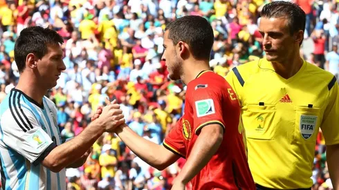 Messi y Hazard se saludan en el Mundial 2014
