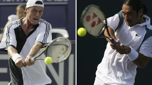 Marat Safín ante Marcelo Ríos en un partido en Toronto. Hoy lo califica como "la mejor técnica de la historia después de Federer".