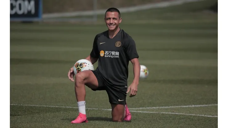 Alexis Sánchez dejó esta imagen en el entrenamiento del Inter
