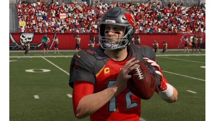 Tam Brady con la camiseta de los Tampa Bay Buccaneers.