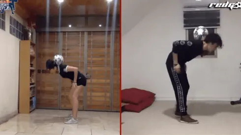 Catalina Vega y Felipe Poblete sacaron sus mejores trucos con el balón en RedGol, rumbo al Red Bull Street Style.