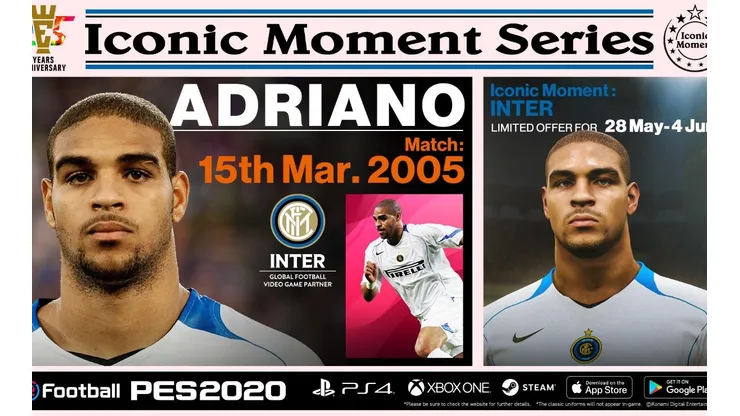 Adriano Iconic Moment llega a PES 2020