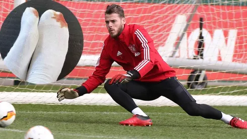 De Gea y sus pies en el regreso a las prácticas.
