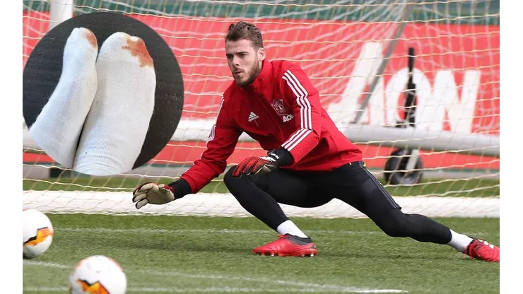 De Gea y sus pies en el regreso a las prácticas.
