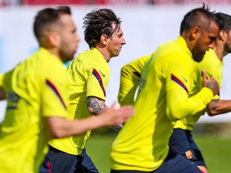 En el camino Vidal y Ter Stegen: Messi marca un golazo en la práctica del Barça