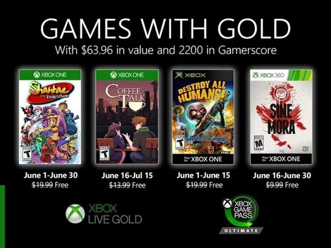 Revelados los juegos gratis de junio en Game with Gold de Xbox
