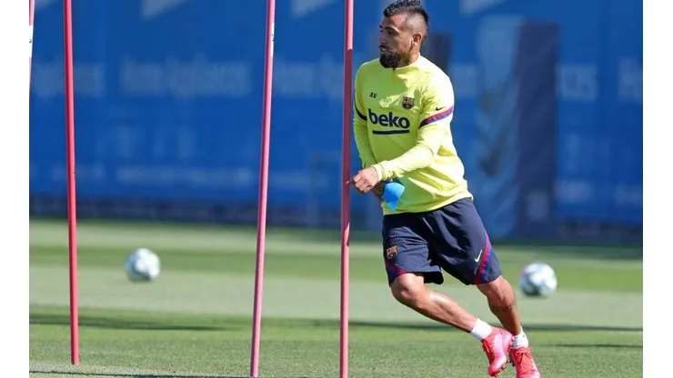 Vidal entrenando en Barcelona
