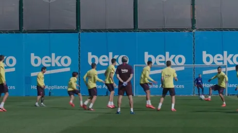 Entrenamiento grupal en el Barcelona.