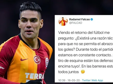 Falcao critica la prohibición de abrazarse luego de un gol