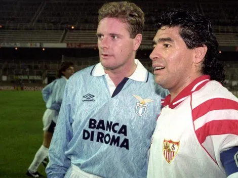 Gascoigne y el partido que jugó con Maradona destruido de borracho