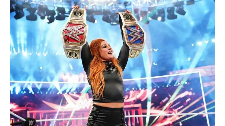 Becky Lynch en su momento de mayor gloria en WWE: ganando el evento estelar de WrestleMania en 2019.