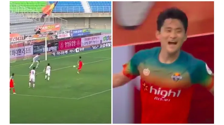 Cho Jae-Wan celebra su recontra golazo en Corea del Sur.