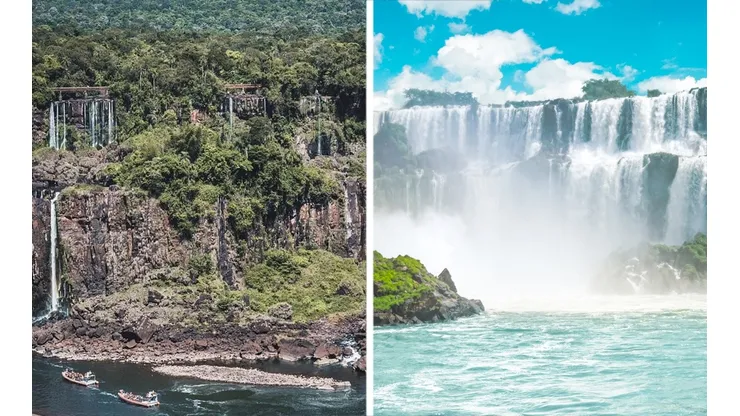 La diferencia de agua en la cascada de las Cataratas del Iguazú es impactante.