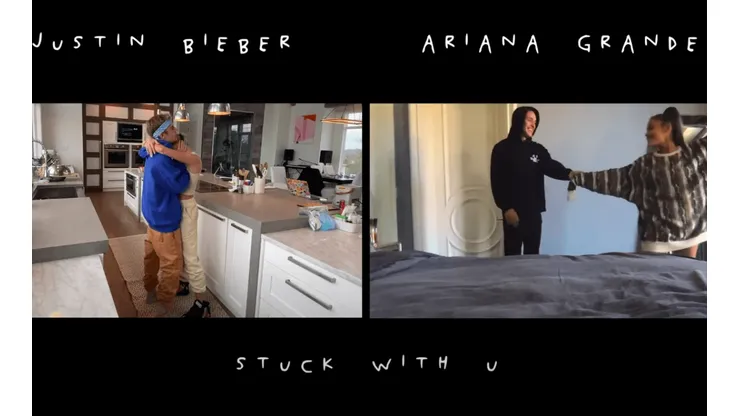 Ariana Grande y Justin Bieber crearon un romántico video desde sus respectivos confinamientos.