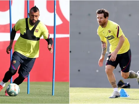 Barcelona vuelve a entrenar y Vidal toca la primera pelota junto a Messi