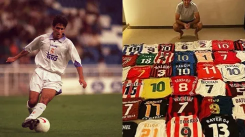 Raúl muestra sus camisetas
