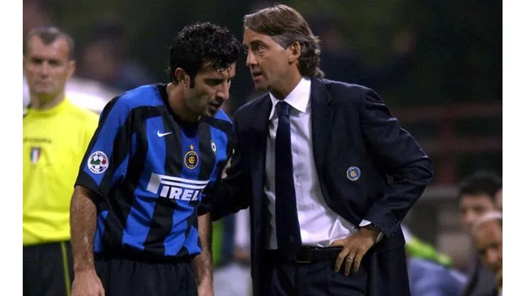 Figo con Mancini en Inter