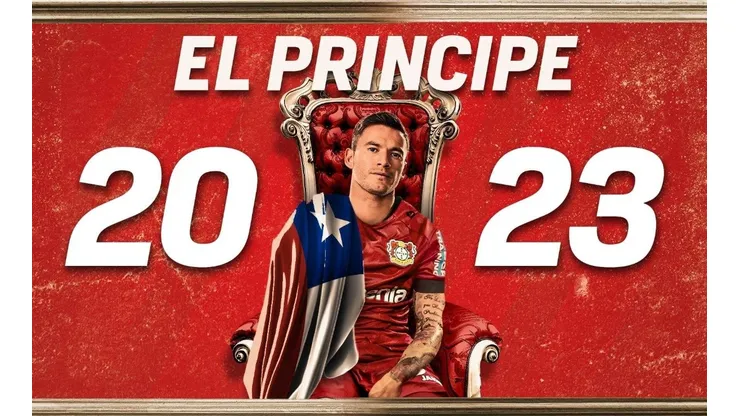 Afiche del Leverkusen celebrando la firma de Aránguiz