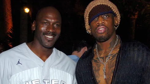 Rodman con Michael Jordan, compañeros en Chicago Bulls.