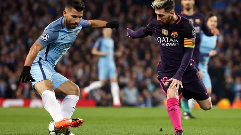 Agüero contra Messi en Champions.