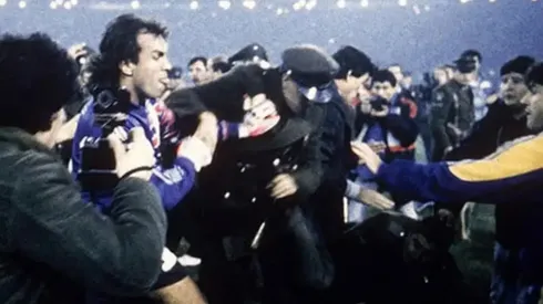 Una postal del 22 de mayo de 1991 en el estadio Monumental. Mucho combo