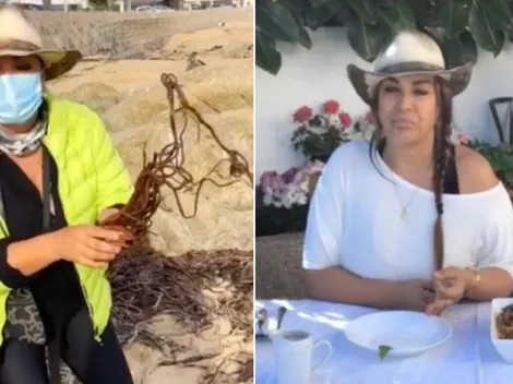Rico y gratis: Marlen Olivari se luce "cosechando" cochayuyo en la playa