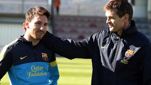 Messi junto a Vilanova cuando compartieron camarín en Barcelona.