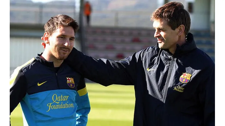 Messi junto a Vilanova cuando compartieron camarín en Barcelona.
