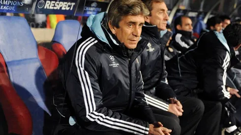 Manuel Pellegrini en el banco del Real Madrid