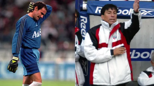 Roberto Rojas en su época de arquero, junto a Roberto Rojas DT de Sao Paulo