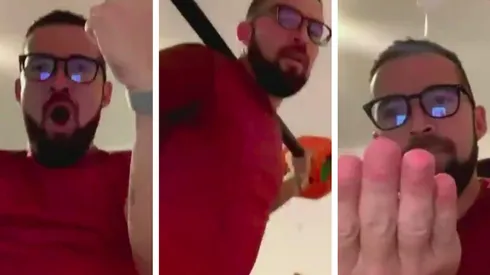 El Chiki Cordero canchereando a punta de pesas y alcohol gel en el Torneo Entel eSports.