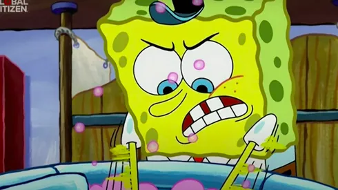 Bob Esponja no quiso quedarse fuera del evento mundial.