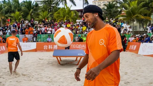 Ronaldinho en una exhibición en Portugal