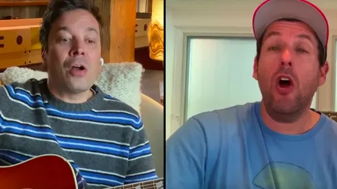 Jimmy Fallon y Adam Sandler concretaron la colaboración de manera remota.
