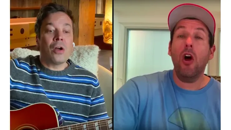 Jimmy Fallon y Adam Sandler concretaron la colaboración de manera remota.