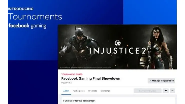 Facebook Gaming con un creador de torneos