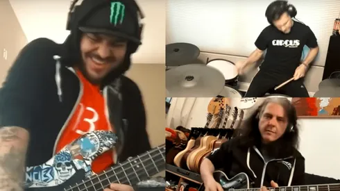 El chileno Ra Díaz junto a integrantes de Anthrax y Testament homenajeando a Rush