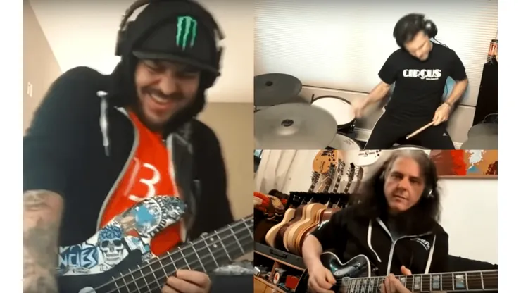 El chileno Ra Díaz junto a integrantes de Anthrax y Testament homenajeando a Rush