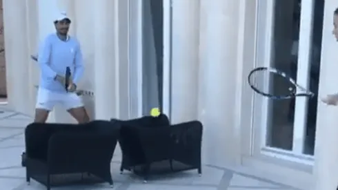 Nadal jugando con su hermana un especial partido
