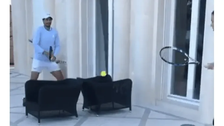 Nadal jugando con su hermana un especial partido