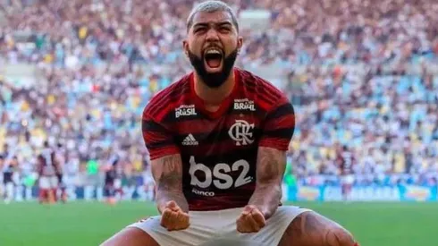 Gabigol celebrando uno de sus tantos goles con la camiseta de Flamengo