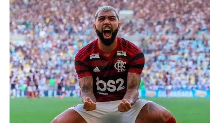 Gabigol celebrando uno de sus tantos goles con la camiseta de Flamengo