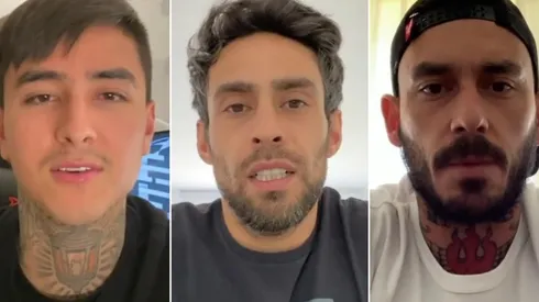 Los jugadores se cuadran con Medel, Vidal y la Cruz Roja.