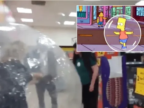 Insólito: Mujer fue al supermercado en una burbuja