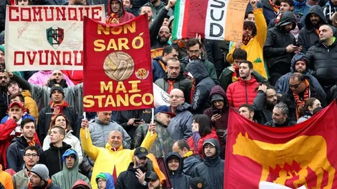 La hinchada de la Roma en un partido de la Serie A