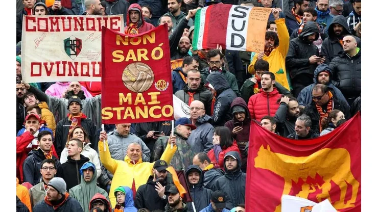 La hinchada de la Roma en un partido de la Serie A