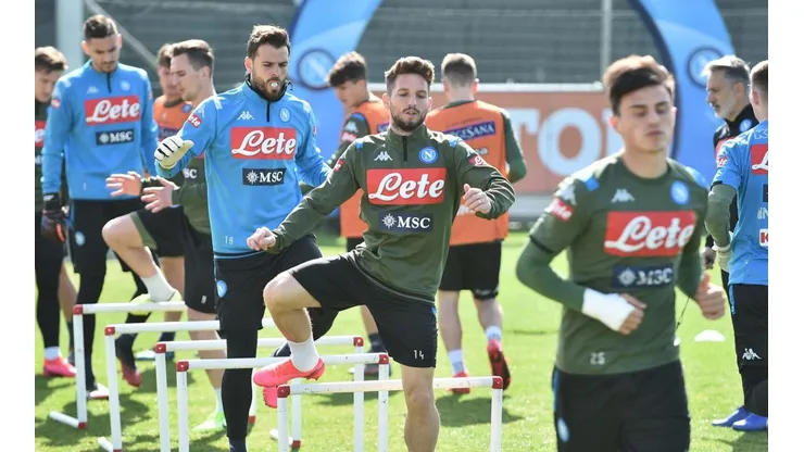 Entrenamiento del Nápoli antes de la cuarentena