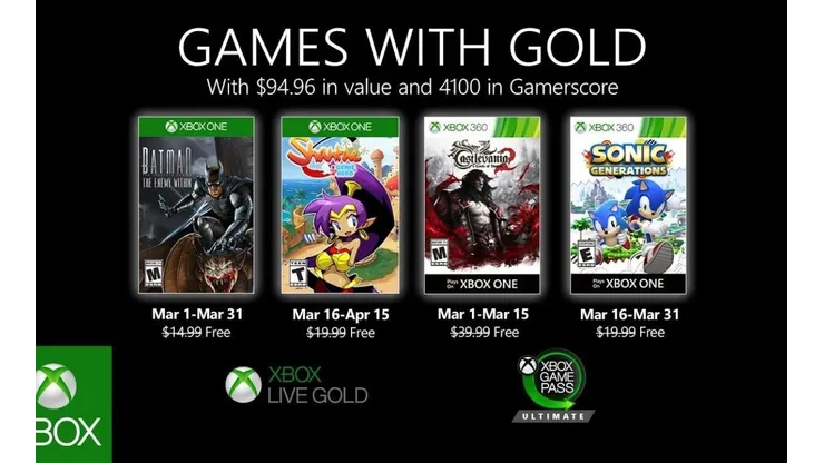 Batman lidera los juegos gratis de Xbox Live Gold