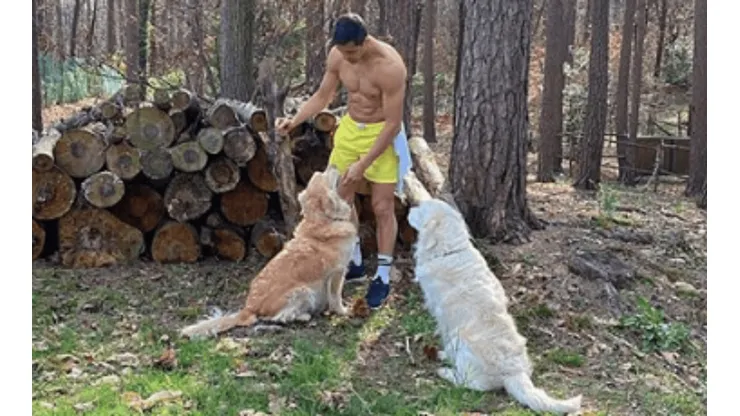 Alexis entrena en su casa por la cuarentena